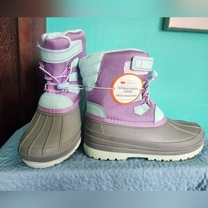 Wonder Nation Kids Winter Boots - Purple, Gray and Teal Size 2